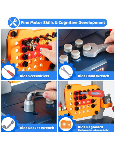 Banco de herramientas para niños Honeystar 65 piezas azul marino