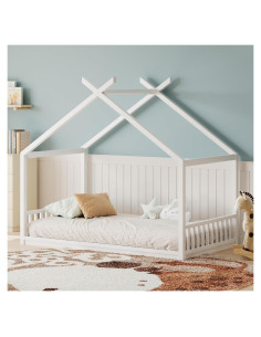 Cama Montessori Twin Bellemave en forma de casa blanca