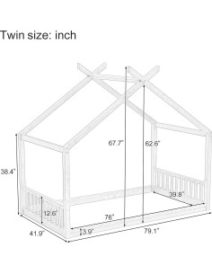 Cama Montessori Twin Bellemave en forma de casa blanca 2