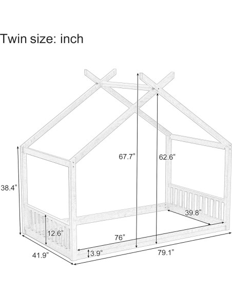Cama Montessori Twin Bellemave en forma de casa blanca