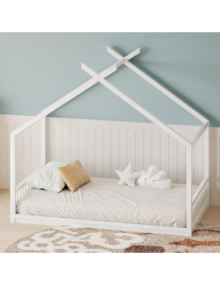Cama Montessori Twin Bellemave en forma de casa blanca