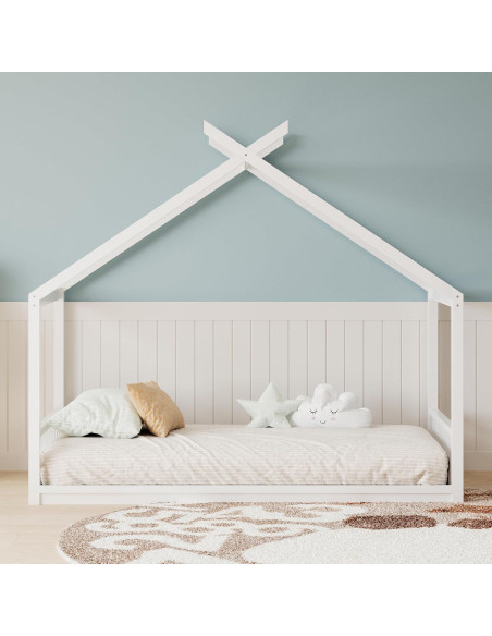 Cama Montessori Twin Bellemave en forma de casa blanca