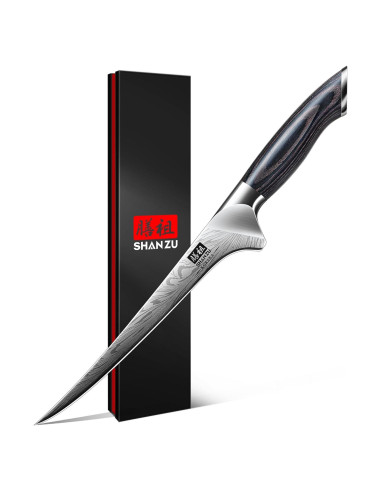 Cuchillo de Filete SHAN ZU 17.8 cm Acero Alto Carbono Pakkawood