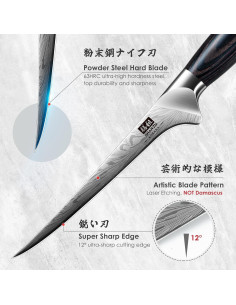 Cuchillo de Filete SHAN ZU 17.8 cm Acero Alto Carbono Pakkawood 2