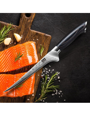 Cuchillo de Filete SHAN ZU 17.8 cm Acero Alto Carbono Pakkawood