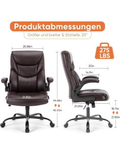 Silla de Juego Ergonómica Sweetcrispy, Respaldo Alto, Cuero PU, Marrón 2