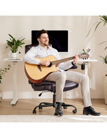 Silla de Juego Ergonómica Sweetcrispy, Respaldo Alto, Cuero PU, Marrón