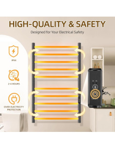 Soporte Calentador de Toallas Aquatrend 10 Barras Negro 2