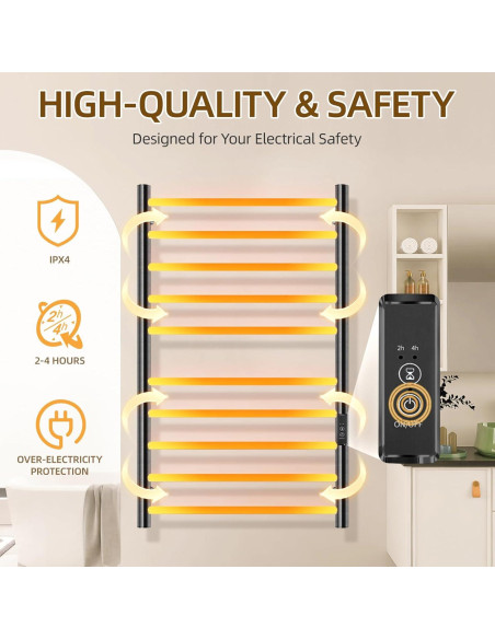 Soporte Calentador de Toallas Aquatrend 10 Barras Negro