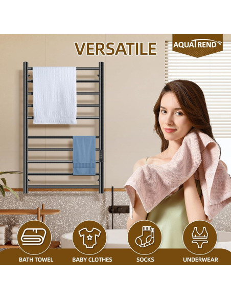 Soporte Calentador de Toallas Aquatrend 10 Barras Negro