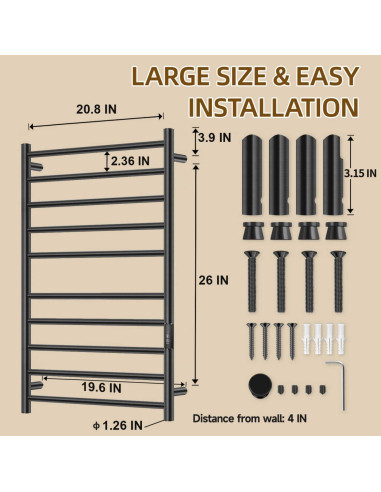 Soporte Calentador de Toallas Aquatrend 10 Barras Negro
