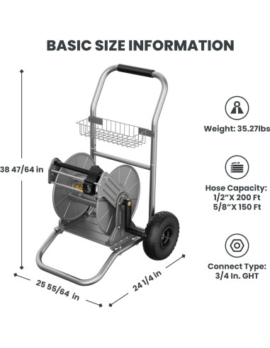 Carro de Carrete de Manguera Giraffe Tools Metal 200 pies