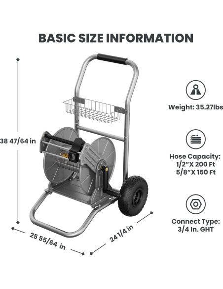 Carro de Carrete de Manguera Giraffe Tools Metal 200 pies