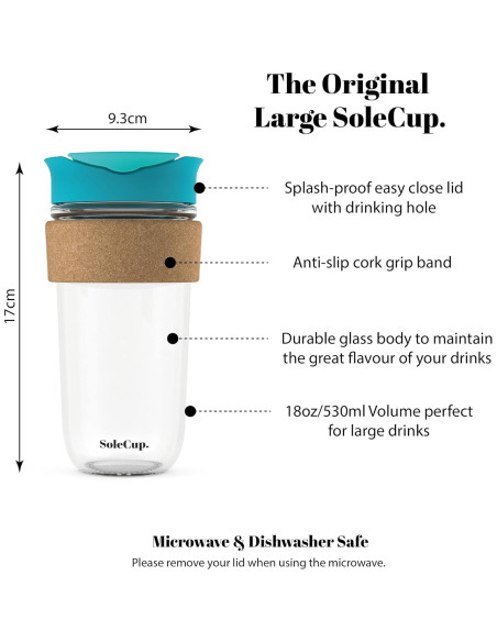 Taza de Viaje Aislada SoleCup 530ml Azul - Libre de BPA