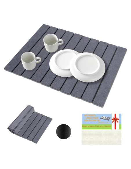 Alfombrilla de Secado de Piedra Diatomácea HOUYOMICS 59x39 cm Gris