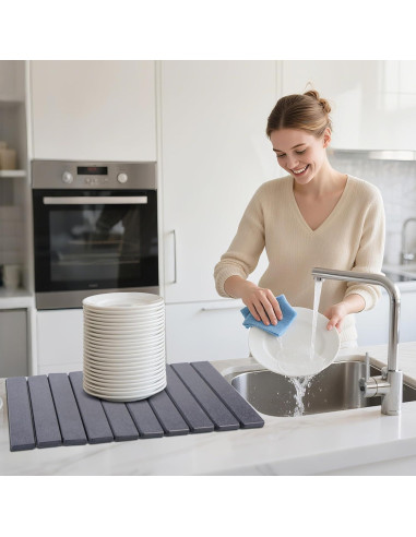 Alfombrilla de Secado de Piedra Diatomácea HOUYOMICS 59x39 cm Gris