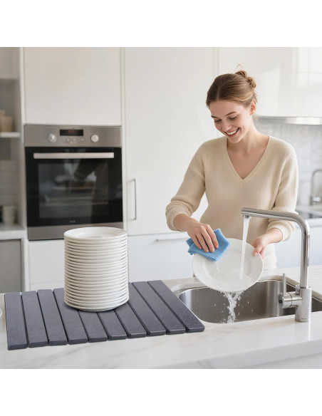 Alfombrilla de Secado de Piedra Diatomácea HOUYOMICS 59x39 cm Gris