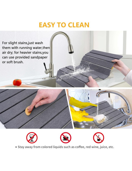 Alfombrilla de Secado de Piedra Diatomácea HOUYOMICS 59x39 cm Gris