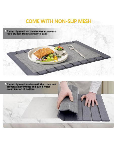 Alfombrilla de Secado de Piedra Diatomácea HOUYOMICS 59x39 cm Gris