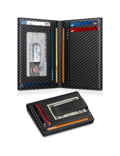 Billetera Minimalista de Cuero GTWUP con Bloqueo RFID - Fibra de Carbono 2