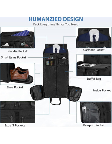 Bolsa de viaje duffle IBVIVIC Reise-Kleidersack negra 2 en 1