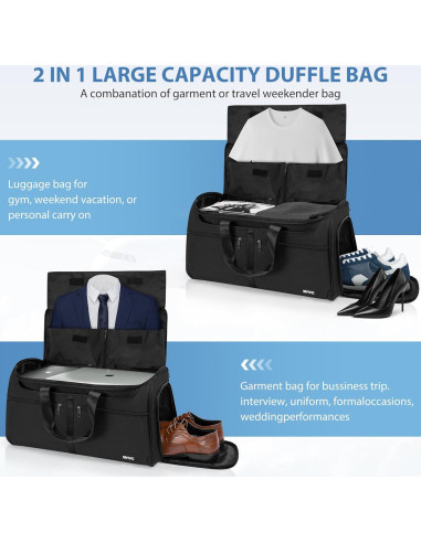 Bolsa de viaje duffle IBVIVIC Reise-Kleidersack negra 2 en 1
