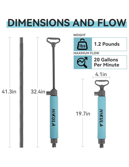 Bomba de Achique Manual HIKULA 50 cm Azul para Kayak