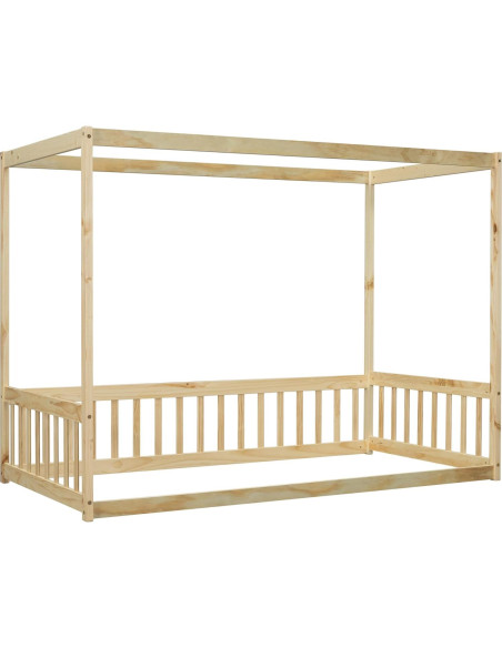 Cama Canopy Twin Bellemave de Madera Natural con Barandillas