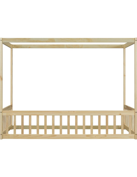 Cama Canopy Twin Bellemave de Madera Natural con Barandillas