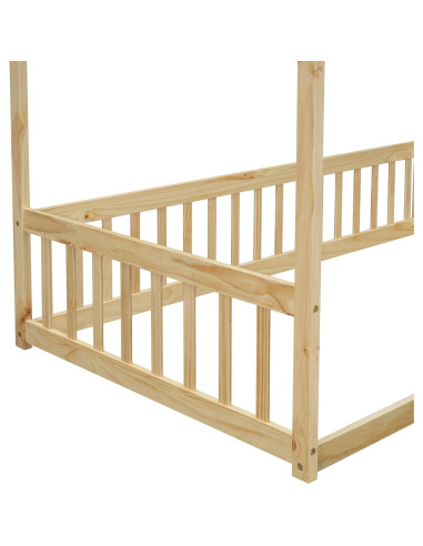 Cama Canopy Twin Bellemave de Madera Natural con Barandillas