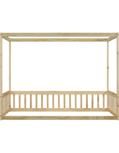 Cama Canopy Twin Bellemave de Madera Natural con Barandillas