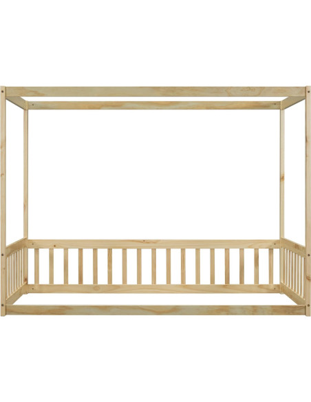 Cama Canopy Twin Bellemave de Madera Natural con Barandillas