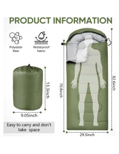 Saco de Dormir OBTANIM Impermeable 4 Estaciones 210x76cm 2