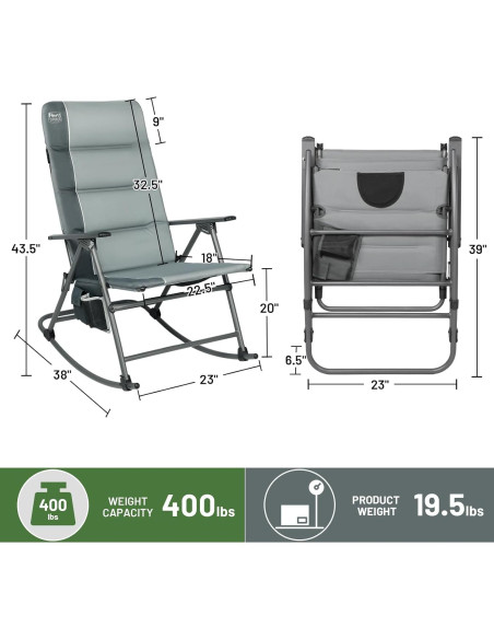 Silla de Camping Plegable Timber Ridge A05-371C-GY Gris