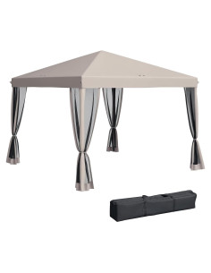 Carpa Plegable Outsunny 3m x 3m con Mosquitera Beige