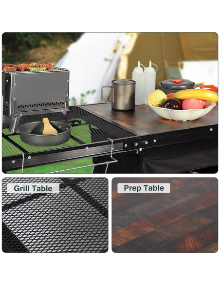 Mesa de Cocina Portátil REDCAMP 48" Plegable con Almacenamiento