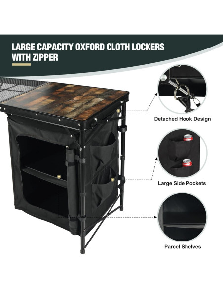 Mesa de Cocina Portátil REDCAMP 48" Plegable con Almacenamiento