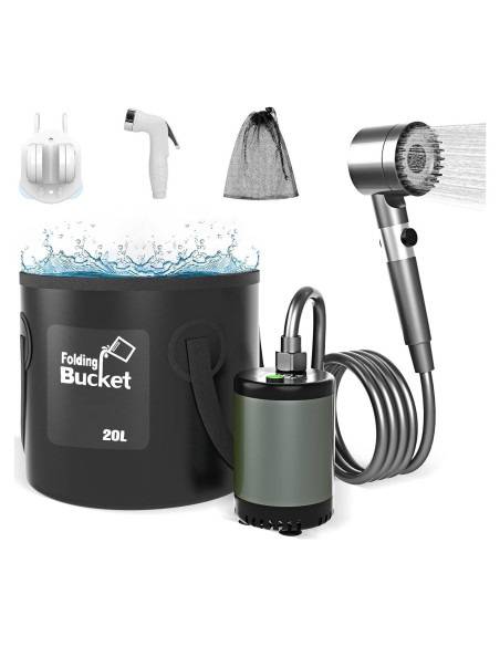 Kit de Ducha Portátil Catlyn 20L con Bomba Eléctrica Recargable