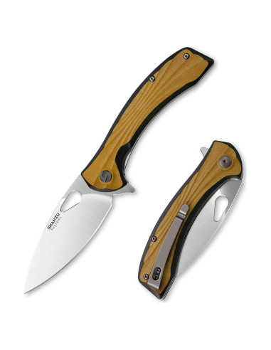 Cuchillo de bolsillo SHAN ZU 8.13 cm acero en polvo EDC beige