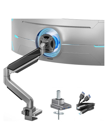 Brazo de Monitor ARES WING Ajustable 13-49" con USB Gris