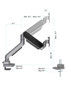 Brazo de Monitor ARES WING Ajustable 13-49" con USB Gris 2
