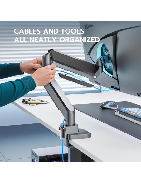 Brazo de Monitor ARES WING Ajustable 13-49" con USB Gris