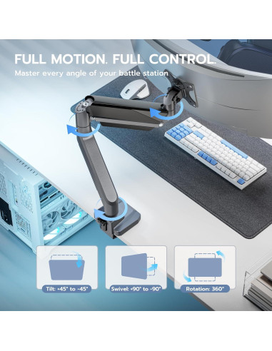 Brazo de Monitor ARES WING Ajustable 13-49" con USB Gris