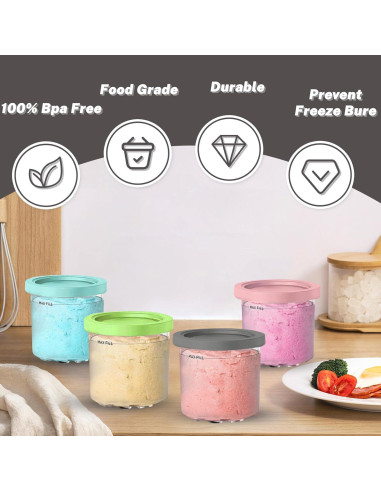 4 Tazas Ninja Creami 16oz Psasrm Aisladas Reutilizables