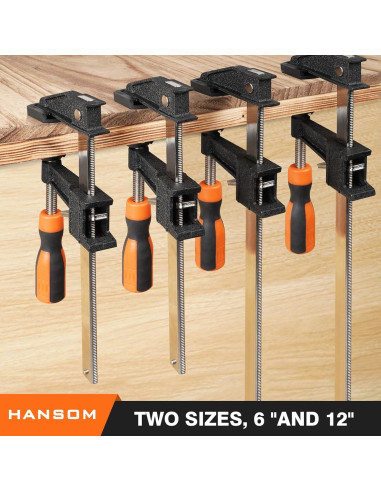 Juego de 6 Abrazaderas de Barra HANSOM 30.48 cm y 15.24 cm