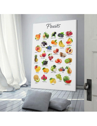 Póster Educativo de Frutas ZGOBMZ 60x90 cm Montessori