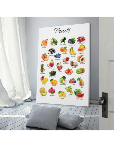 Póster Educativo de Frutas ZGOBMZ 60x90 cm Montessori