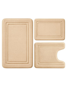 Alfombra de Baño BYSURE 3 Piezas Beige Antideslizante
