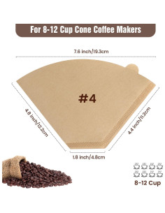 Filtros de Café Clinuse U04 200 Unidades Sin Blanquear 2