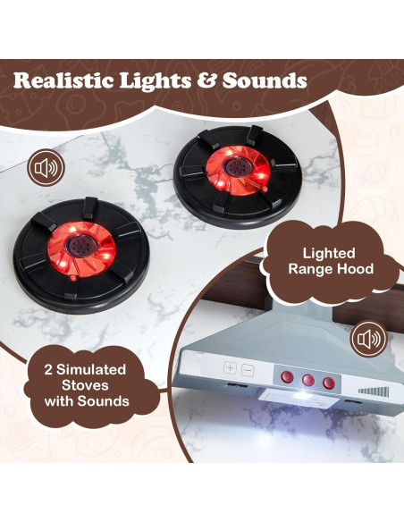 Juego de Cocina Infantil en Esquina HONEY JOY con Luces y Sonidos